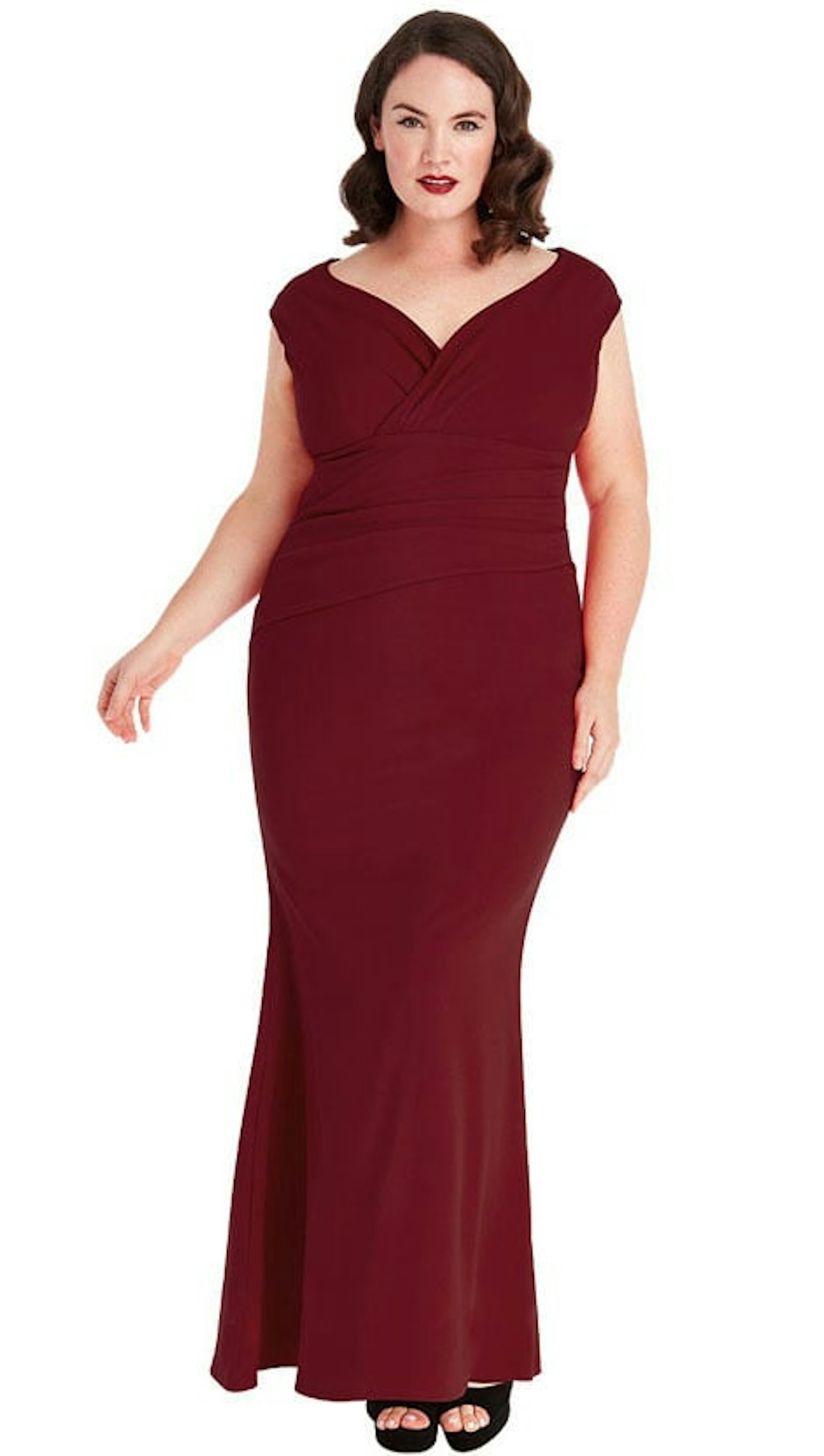 Bordeaux plus-size galajurk 4178 - City Goddess galajurken en cocktailjurken