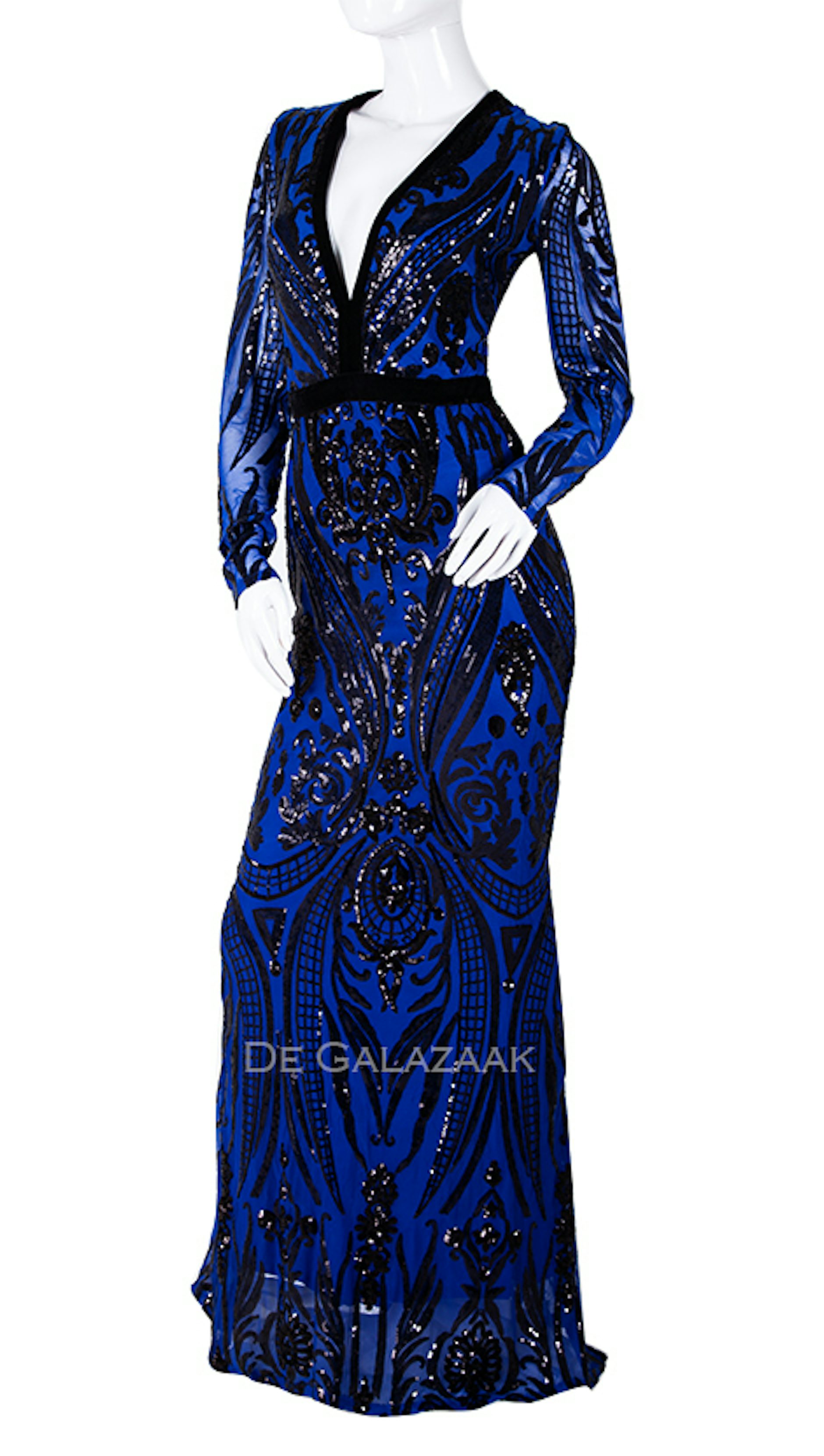 Blauwe avondjurk met pailletten 4761 - City Goddess galajurken en cocktailjurken