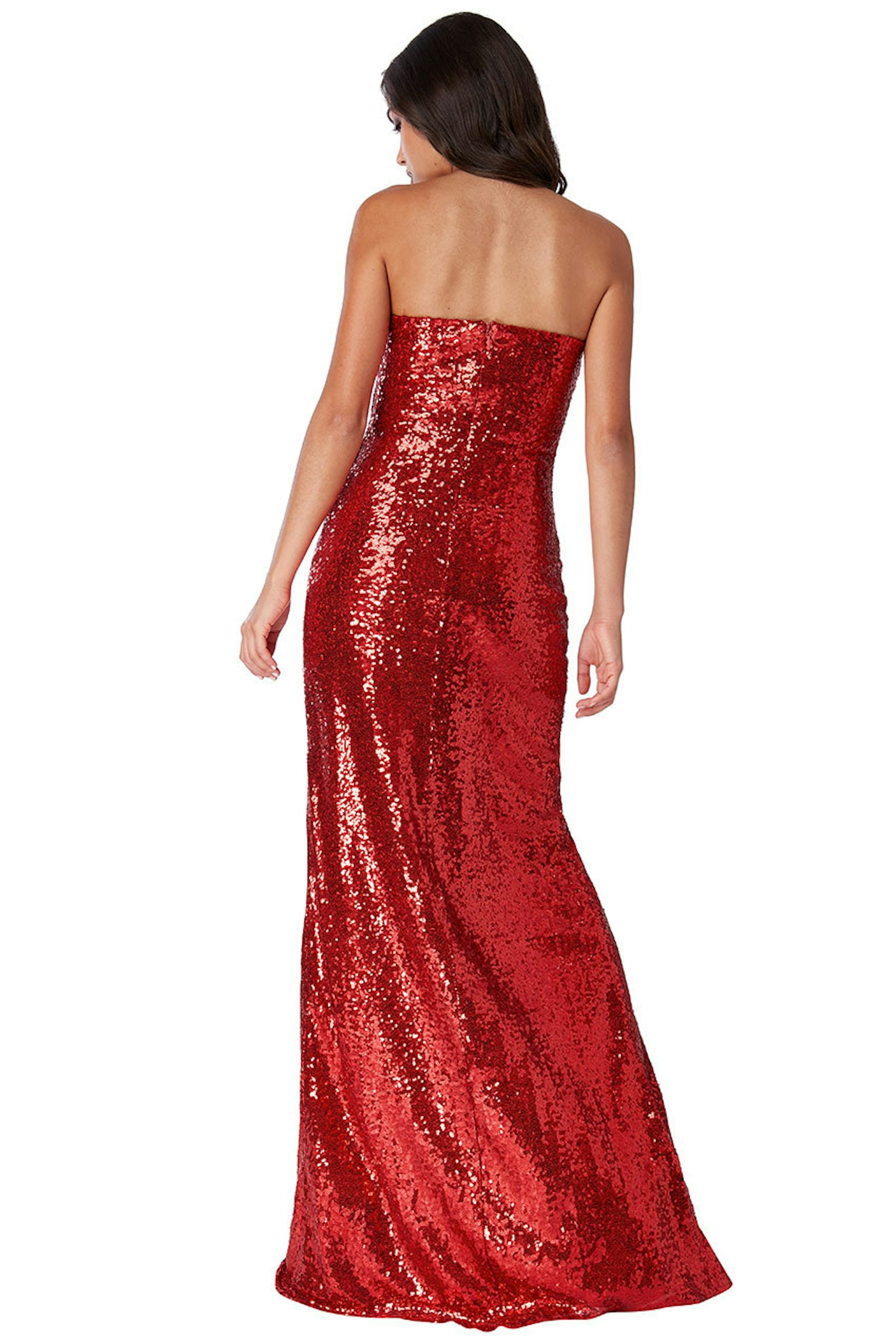 Rode feestjurk met split 4959 - City Goddess galajurken en cocktailjurken