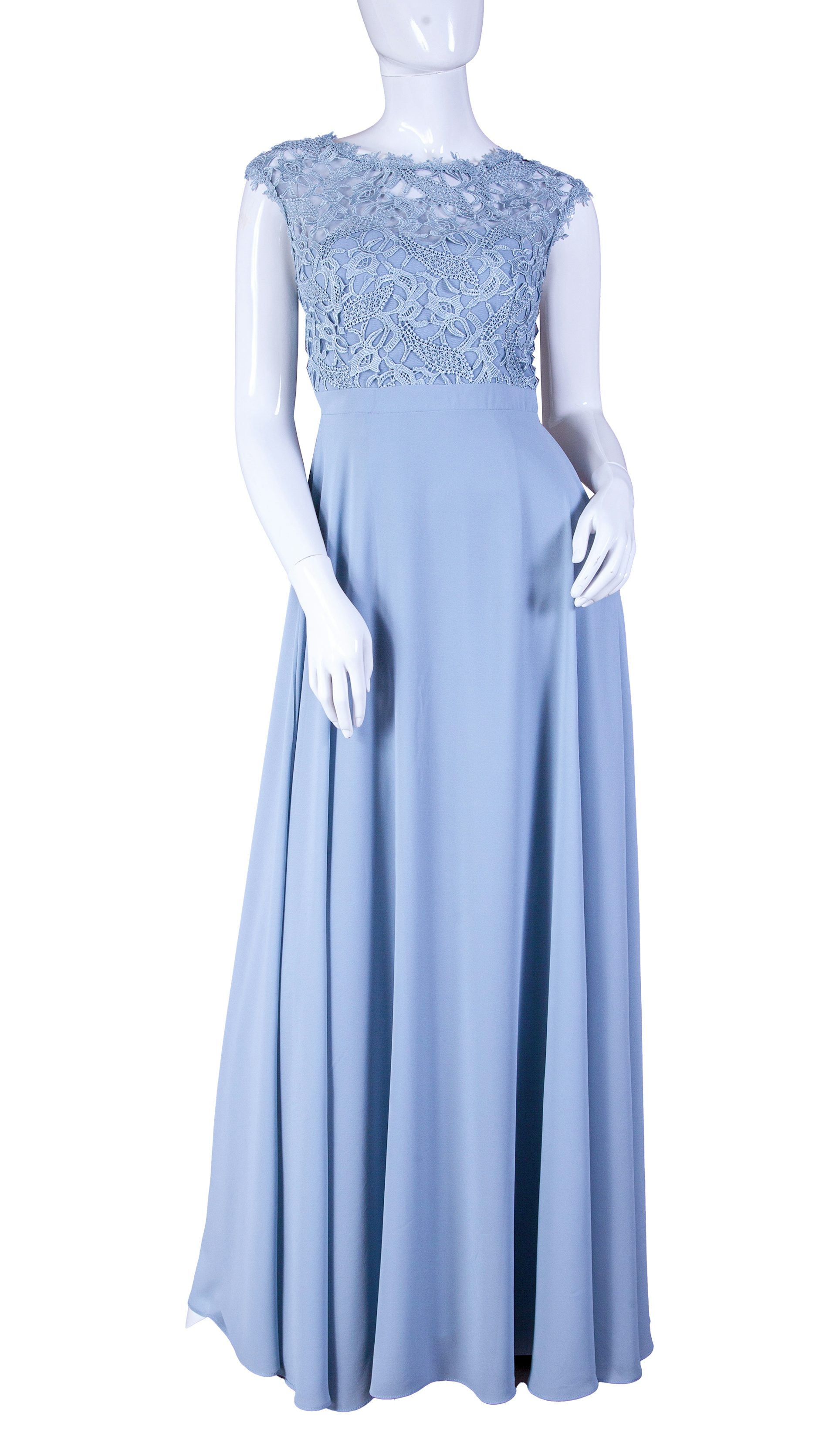 Licht blauwe galajurk met kanten top - 5422 - Downtown Girl