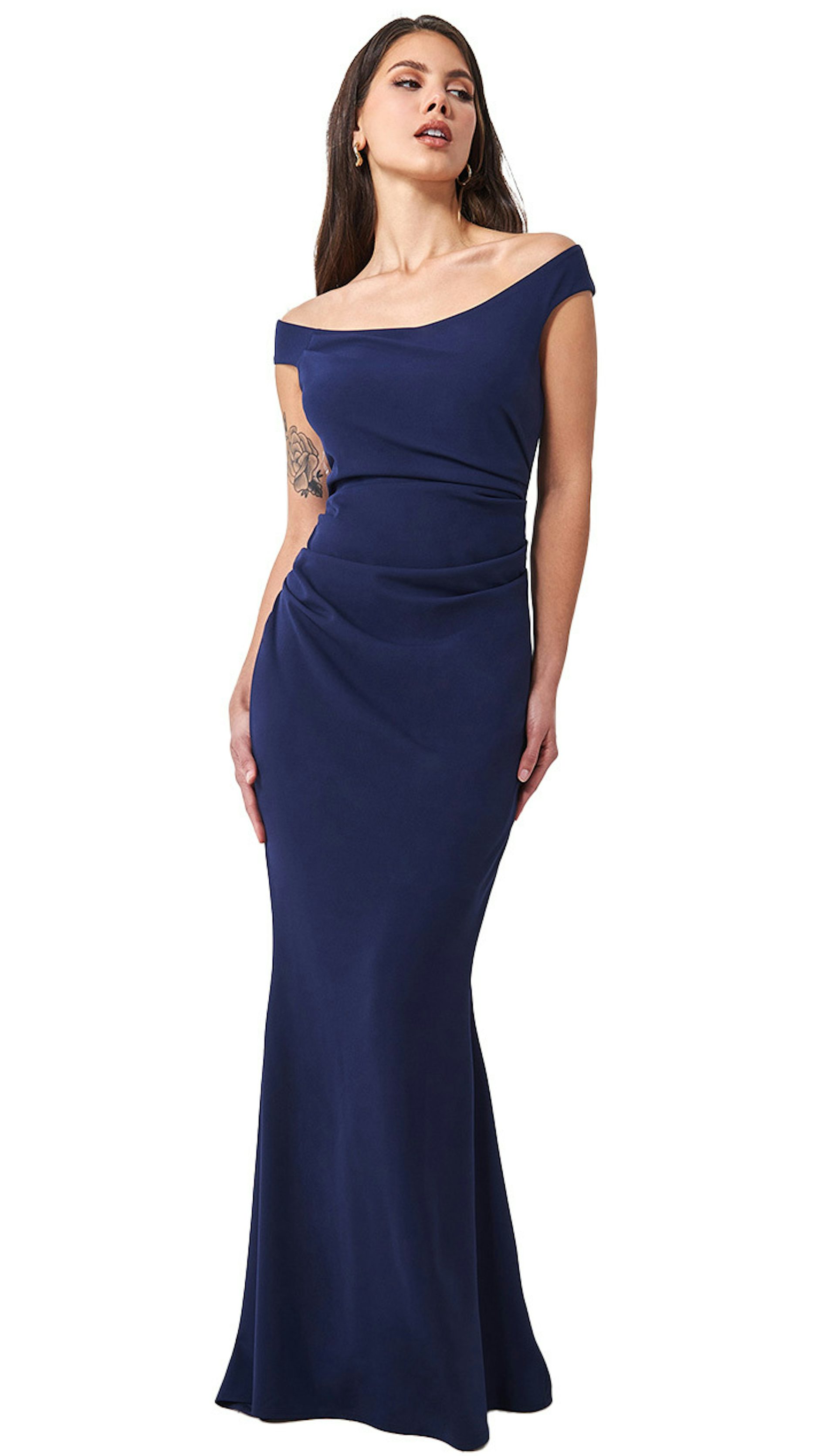 Blauwe off-shoulder galajurk - 5816 - City Goddess galajurken en cocktailjurken