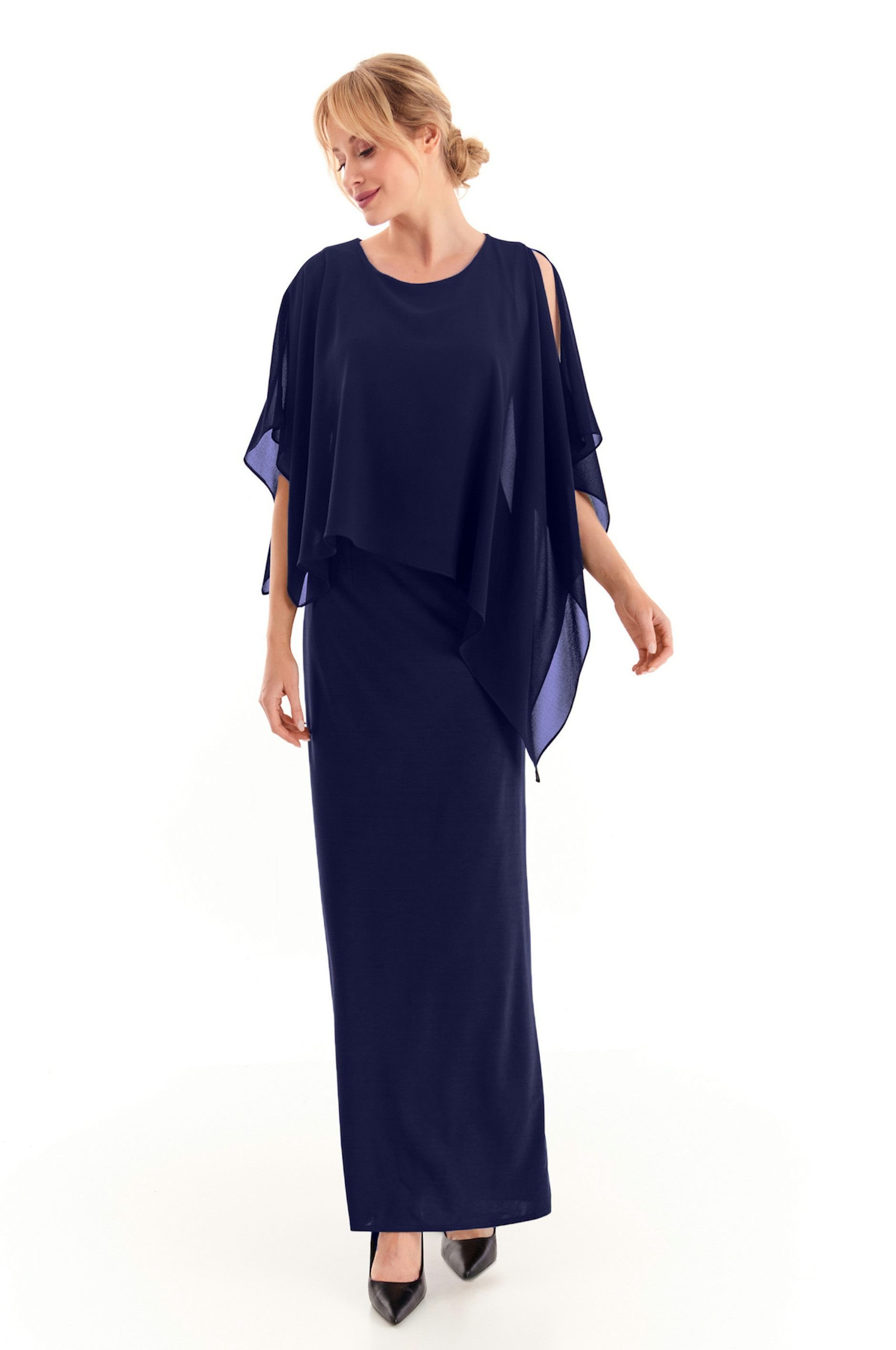 Navy blauwe plus-size galajurk - 5990 - Dresseo