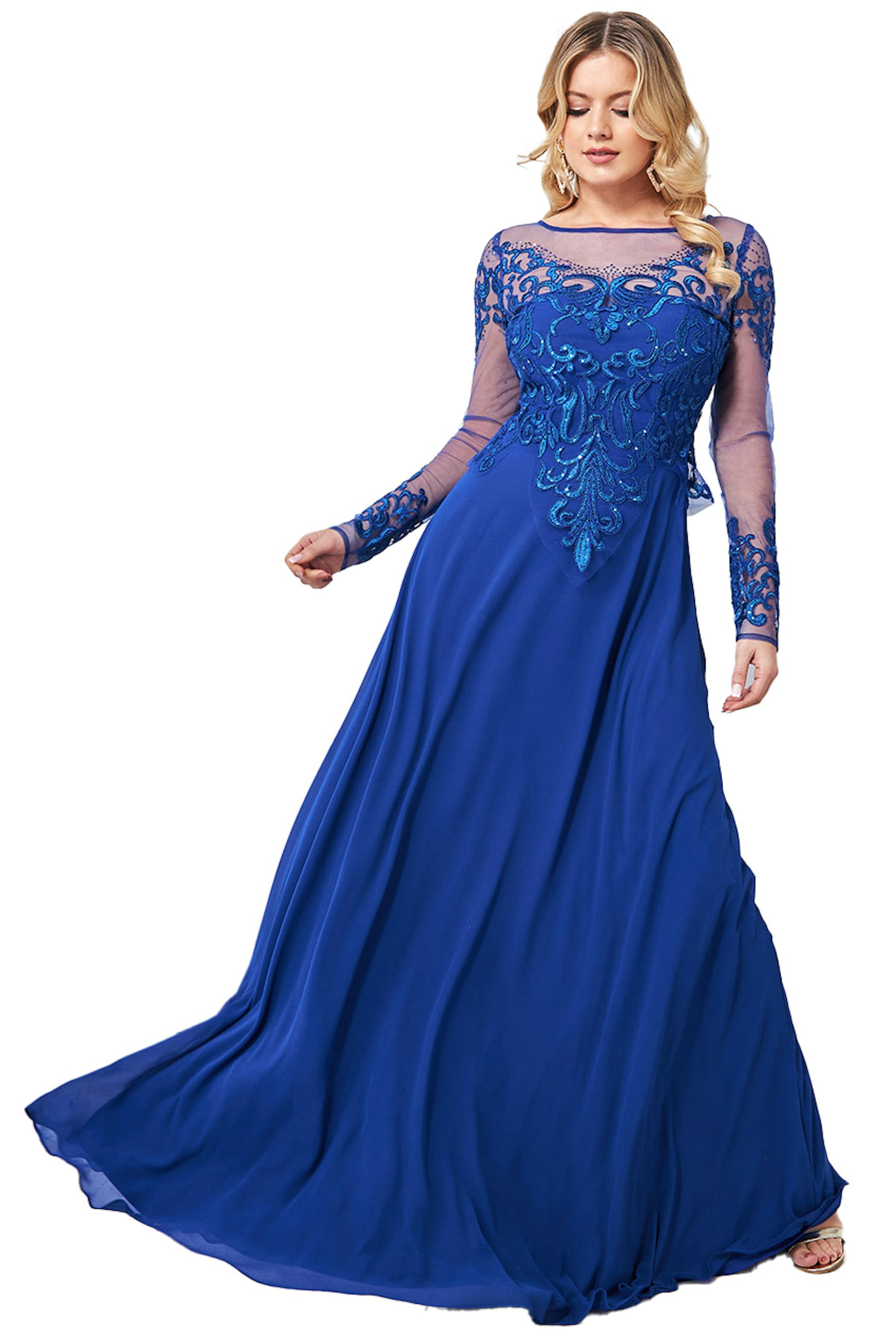 Feestjurk met lange mouwen - 6097 - City Goddess galajurken en cocktailjurken