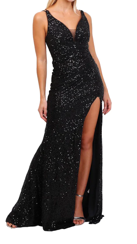 Kleding Zwarte Jurk Lange Jurk Met Split Zomer Black Tie Prom