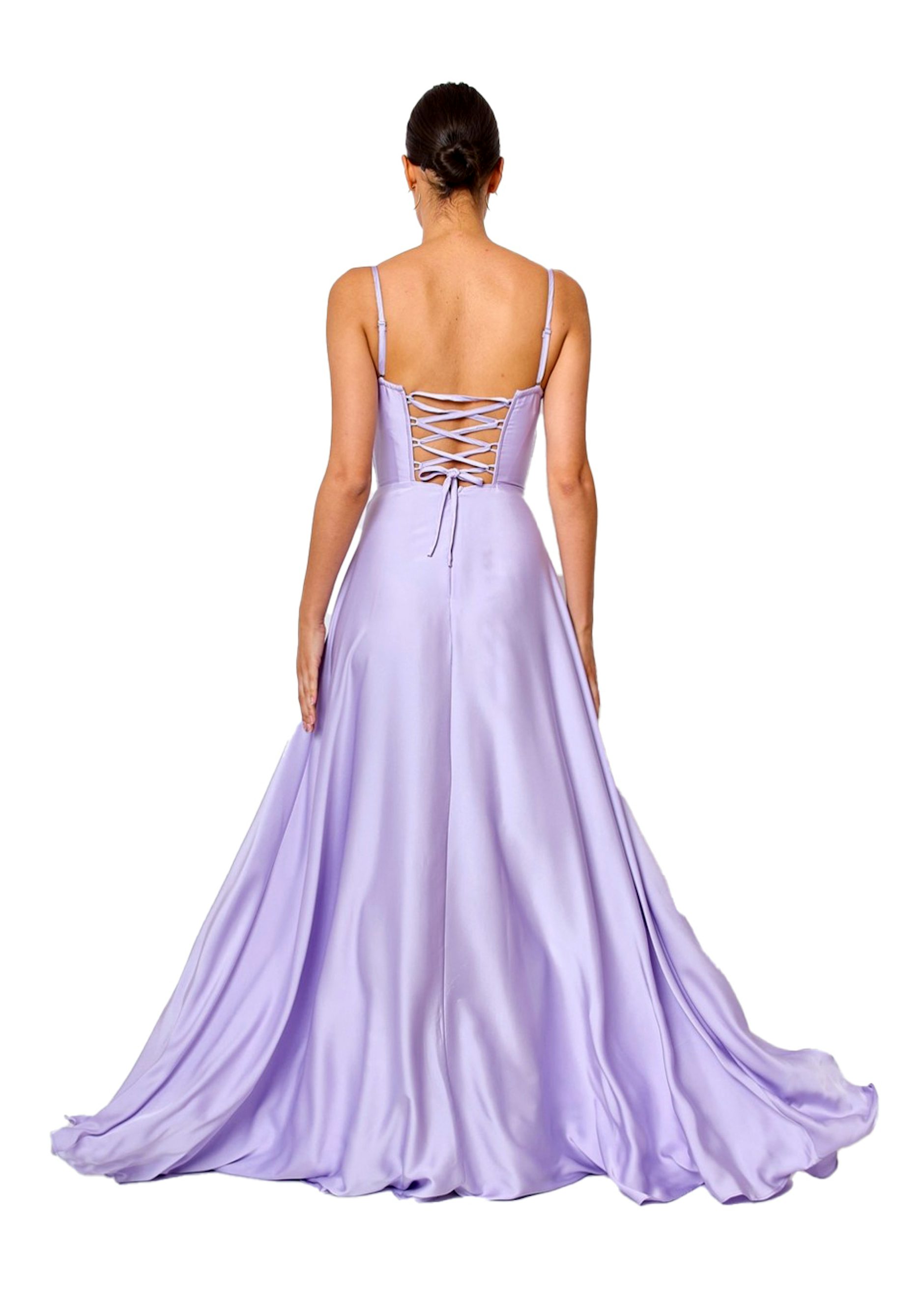 Lila satijnen feestjurk - 7021 - Downtown Girl