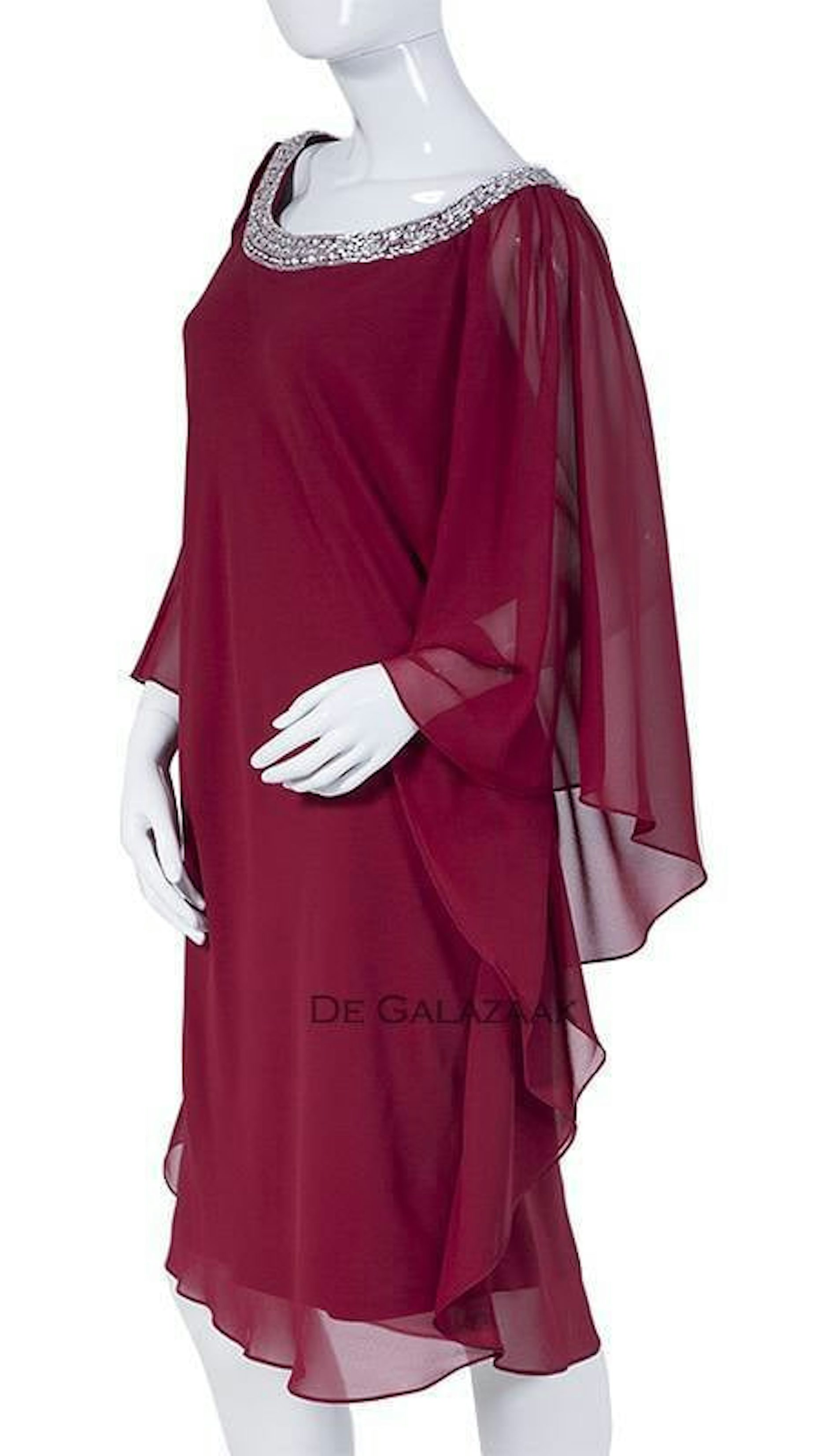 Bordeaux cocktailjurk met mouwen 3458 - Mascara galajurken