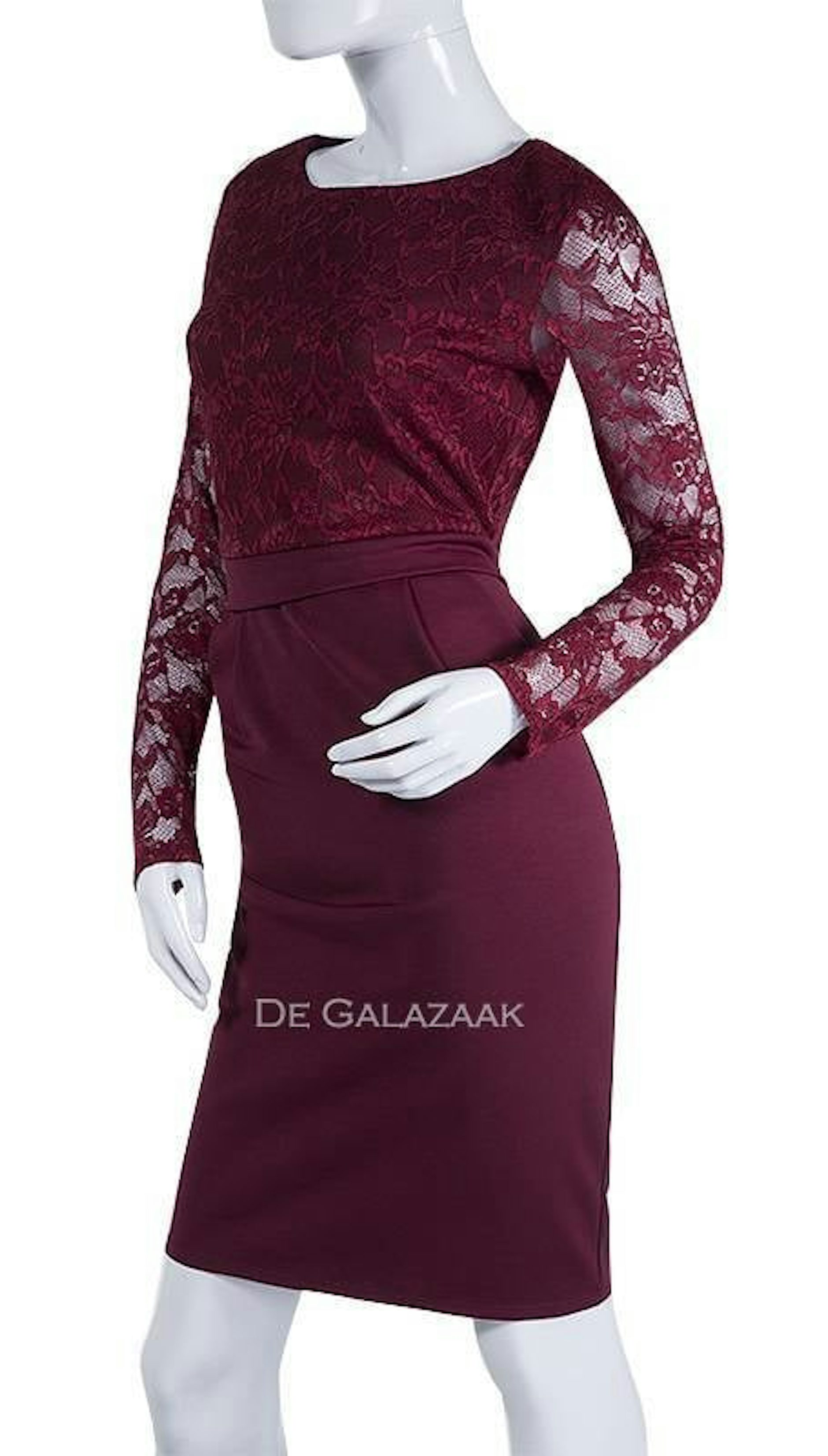 Bordeaux cocktailjurk met mouw 3562 - City Goddess galajurken en cocktailjurken