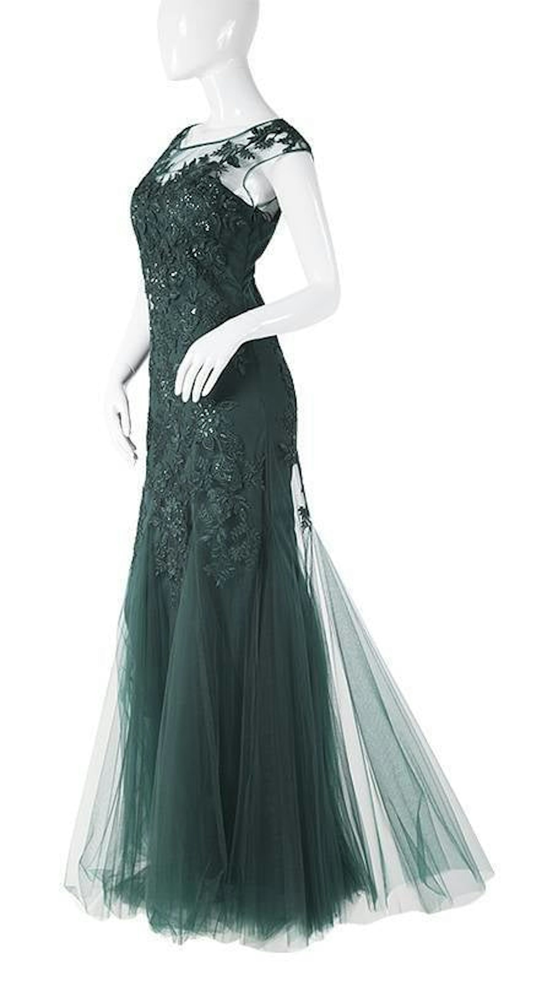 Fishtail jurk emerald green 3728 - Mascara galajurken