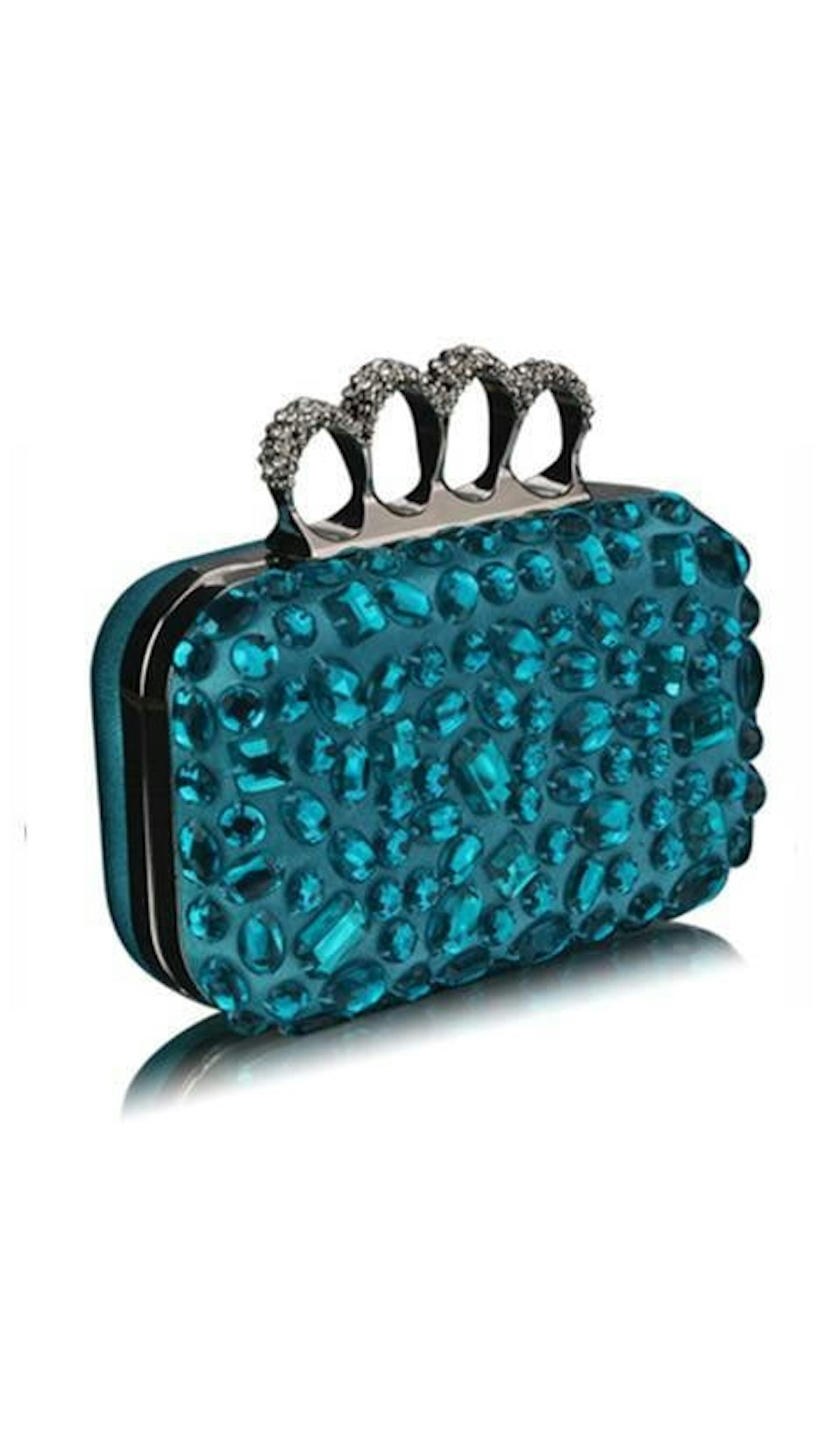 Clutch aqua met steentjes 3836 - GLZK tasjes en clutches