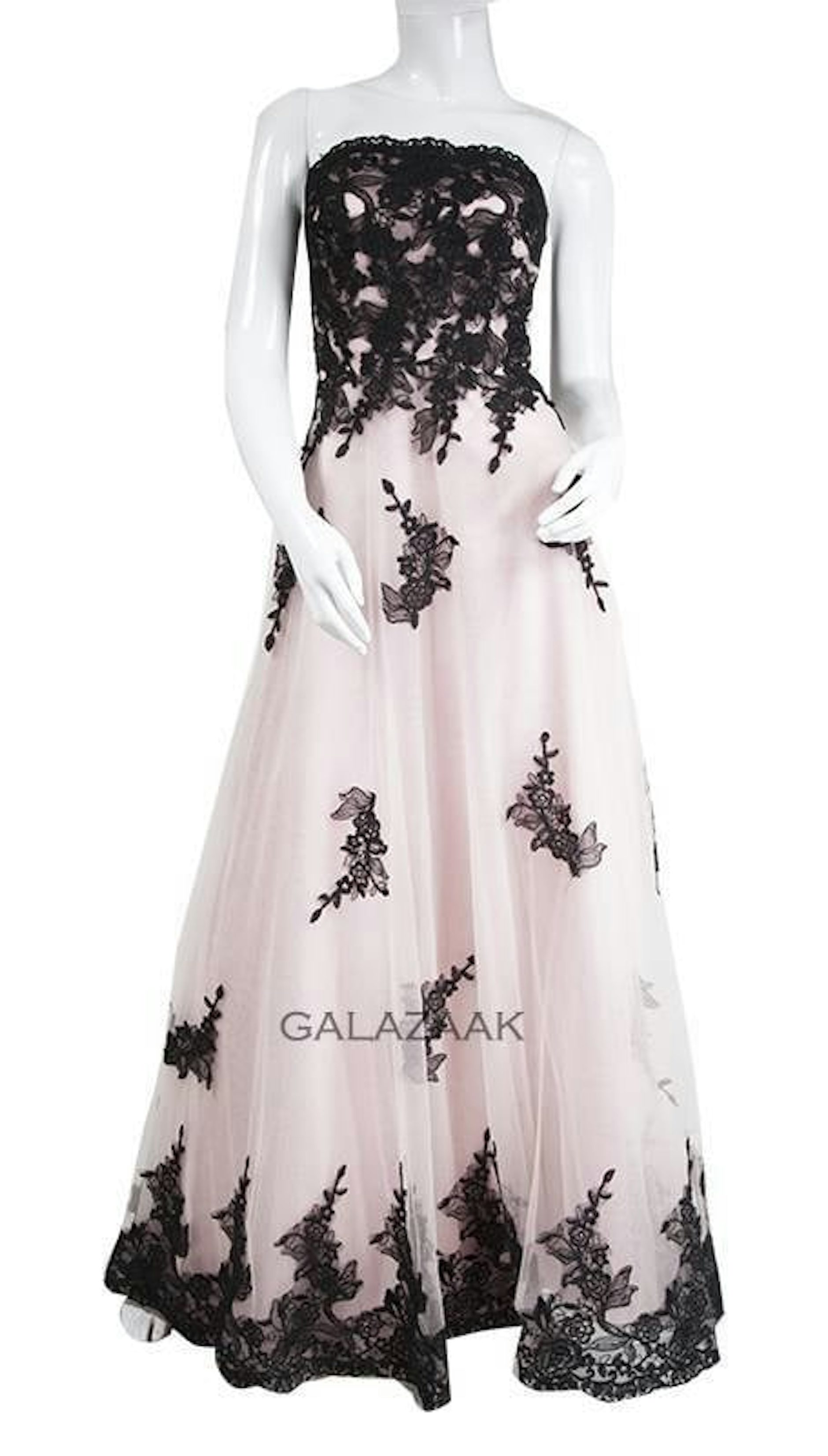 Galajurk roze met zwarte details  3244 - Juju & Christine galajurken en cocktailjurken