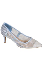 Galaschoentje lichtblauw met kant  3790