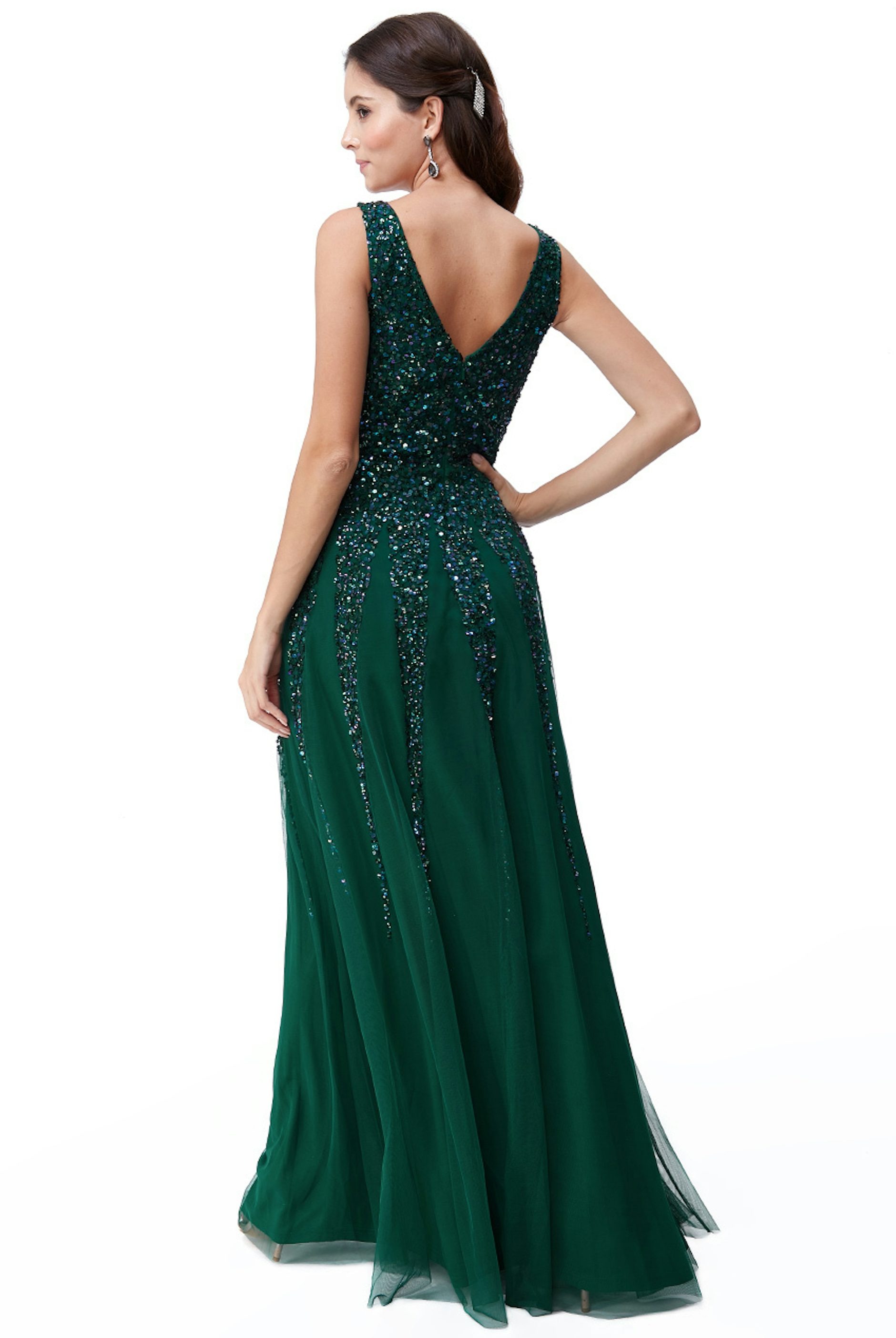 Groene avondjurk met pailletten 4739 - City Goddess galajurken en cocktailjurken