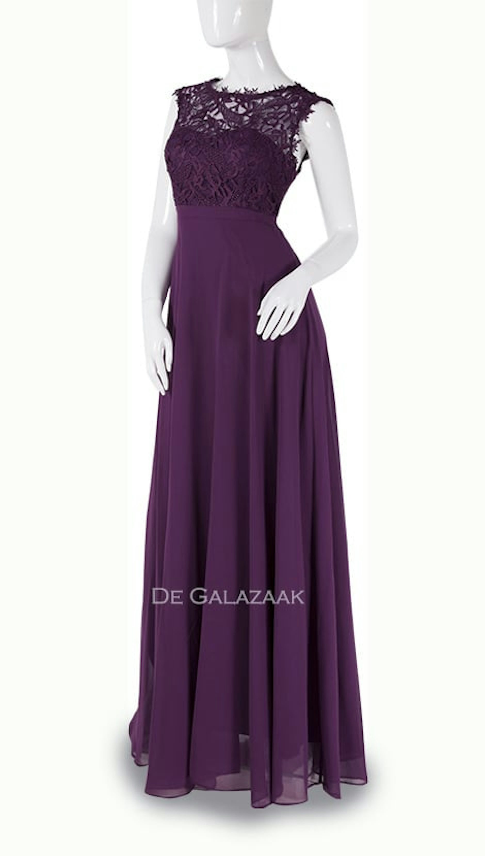 Paarse lange jurk met kanten top - 4326 - Downtown Girl